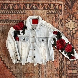 Emory Park Flower Jean/Denim Cropped Jacket